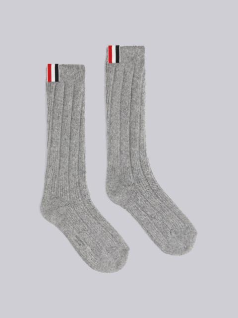 Thom Browne Light Grey Rib Stitch Cashmere Mid Calf Socks