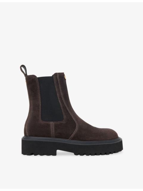 maje Brand-Plaque Suede Chelsea Boots