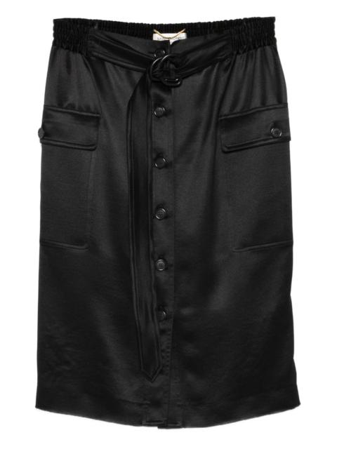SAINT LAURENT buttoned belted mini skirt