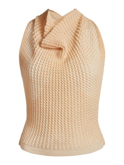 Victoria Beckham Draped Knit Strech-Cotton Top khaki