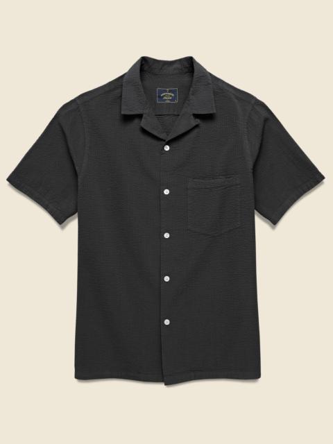 Portuguese Flannel Seersucker Camp Shirt - Black