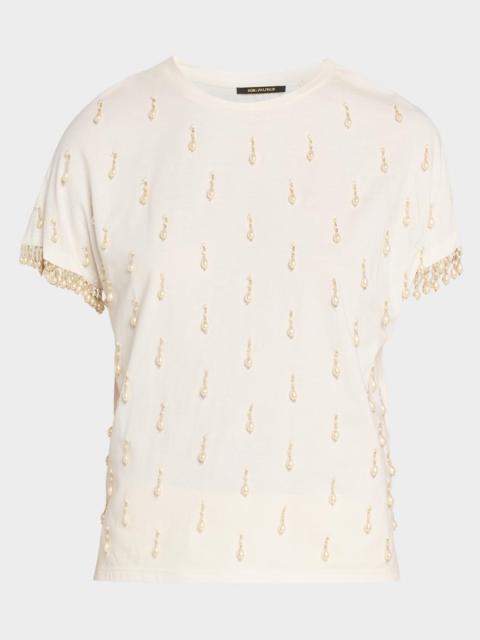 KOBI HALPERIN Carmel Beaded Cotton Knit Tee