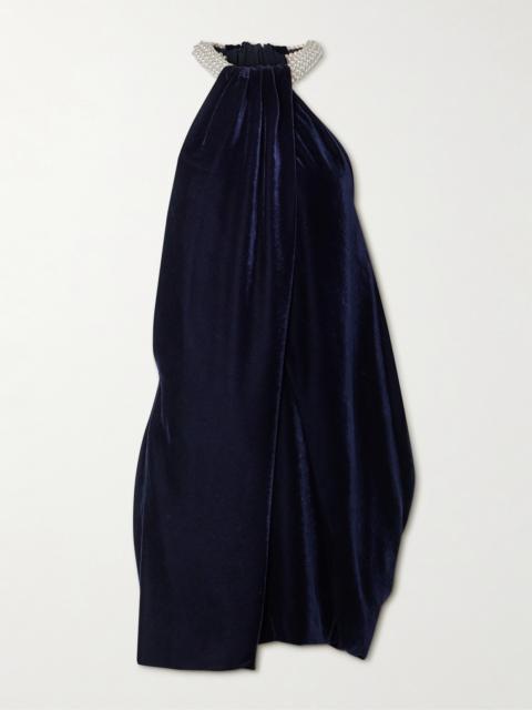 Stella McCartney Embellished Draped Velvet Halterneck Mini Dress