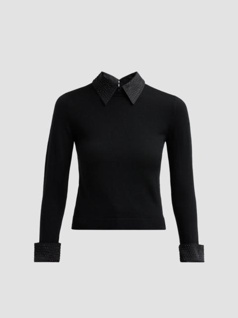 Alice + Olivia Women's Porla Embellished Collared Sweater - Black