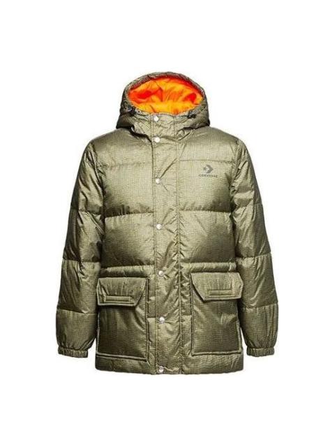 Converse Mid-length Printed Down Puffer Jacket 'Metallic Green' 10007262-A01