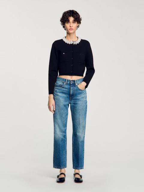 Sandro CARDIGAN WITH BEADED COLLAR