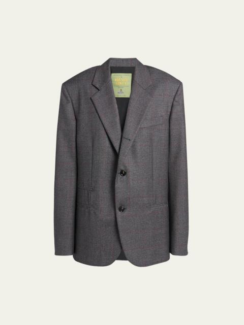 Bottega Veneta Classic Wool Prince Of Wales Blazer