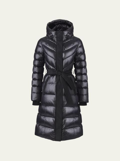 MACKAGE Coralia Lustrous Light Down Coat with Sash Belt