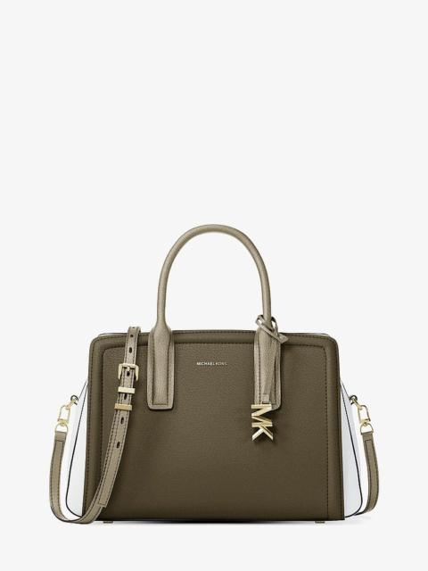 MICHAEL KORS Laila Medium Color-Block Pebbled Leather Satchel