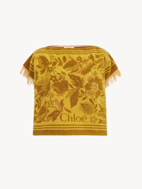 BOAT-NECK LOGO TOP IN COTTON JACQUARD