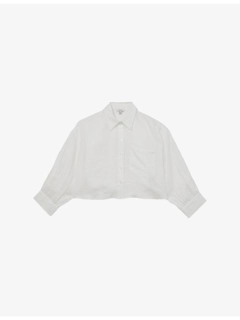 REISS Solena Cropped Linen Shirt
