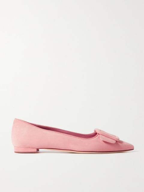 Manolo Blahnik Maysale Suede Point-toe Flats