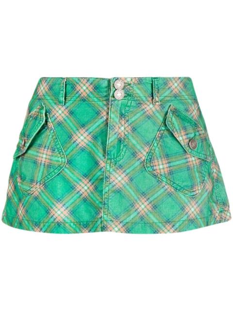 ERL check-print thigh-length skirt