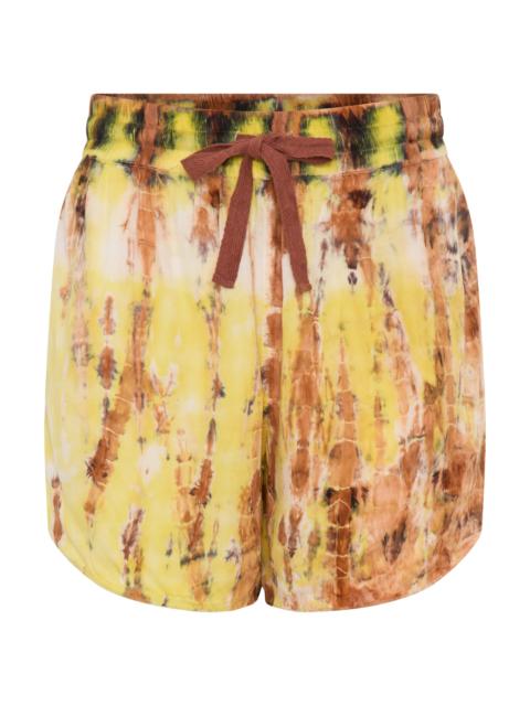 ONE TEASPOON Tropical Satin Hand Printed Shorts - Yellow