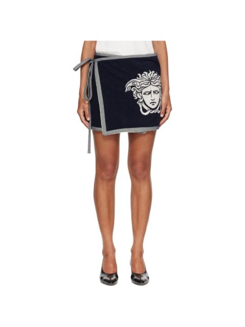 VERSACE Navy Terry Medusa Jacquard Miniskirt