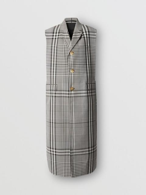 Burberry Sleeveless Check Technical Wool Coat