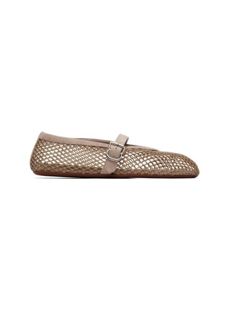 Alaïa Gray Fishnet Suede Ballerina Flats