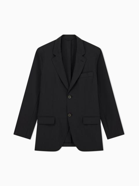 EMPORIO ARMANI SINGLE-BREASTED JACKET IN TECHNICAL SEERSUCKER FABRIC