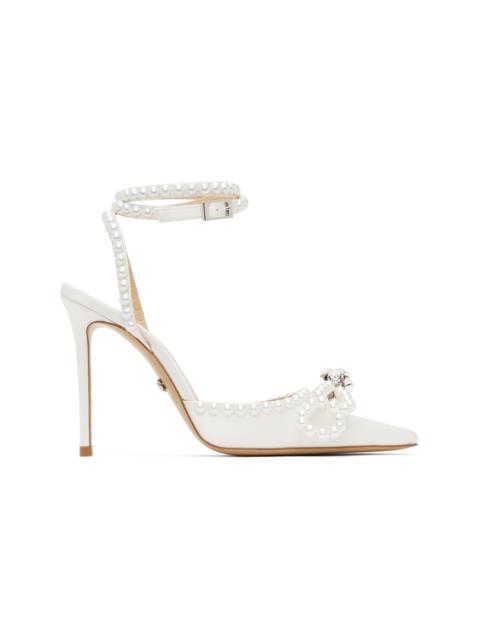 MACH & MACH White Double Bow With Pearls Heels
