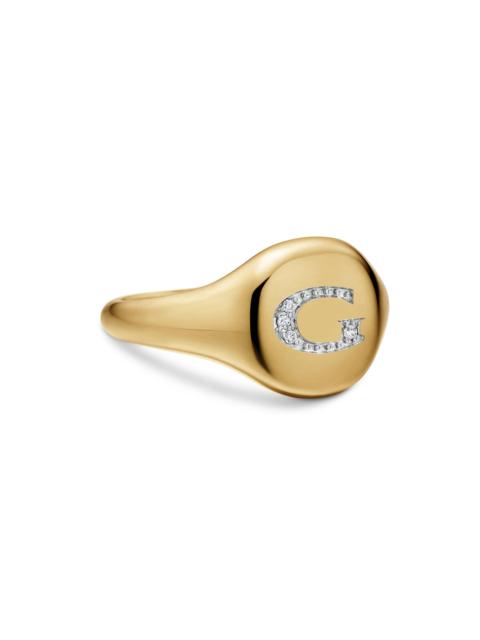 DAVID YURMAN Women's DY Initial Pinky Ring in 18K Yellow Gold - G Letter