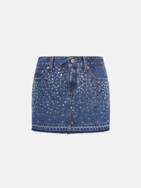 Alessandra Rich DENIM MINI SKIRT WITH HOTFIX