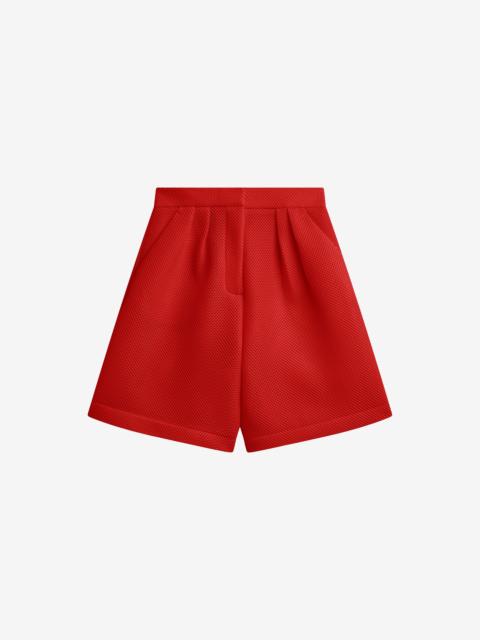 The Frankie Shop Marfa Mesh Pleated Bermuda Shorts - Red