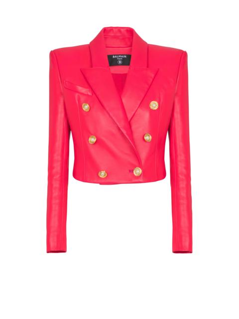 Balmain Cropped lambskin 6-button jacket