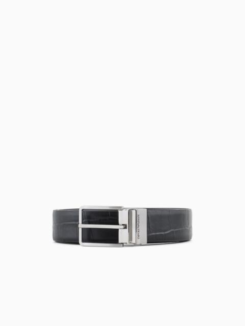 EMPORIO ARMANI BELT IN MOCK CROC LEATHER
