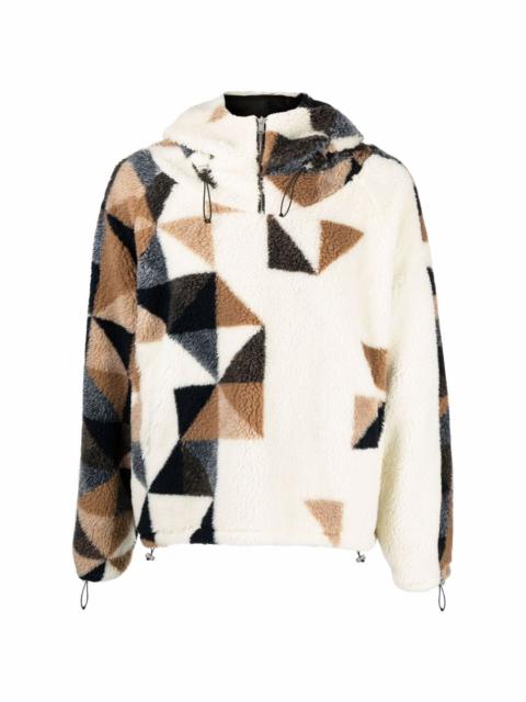 fleece geometric-detail sweatshirt