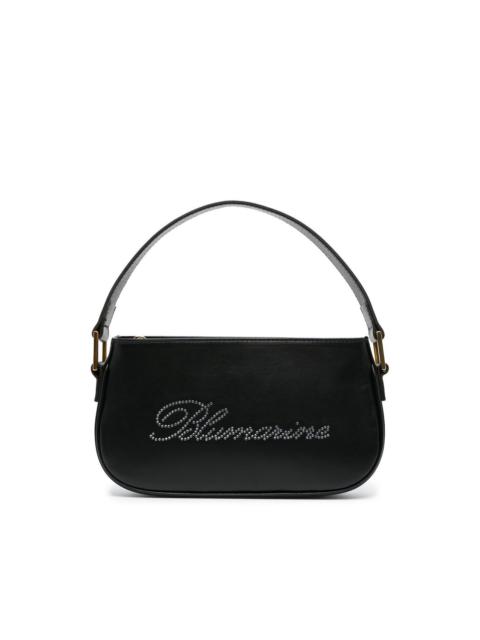 Blumarine rhinestone-logo leather shoulder bag