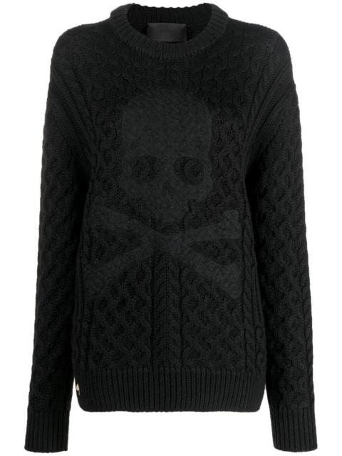 embossed skull wool jumper