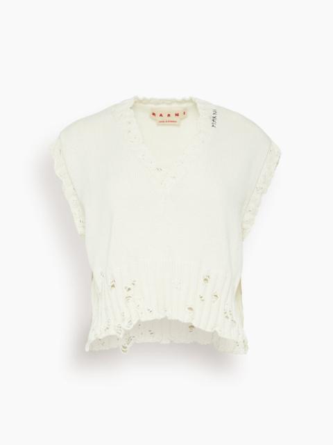 Marni V-Neck Sweater Vest in Lily White