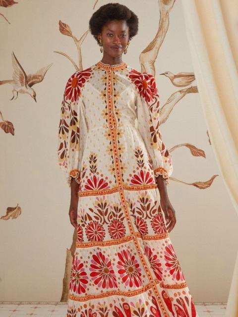 FARM RIO Off-White Ainika Flowers Maxi Dress