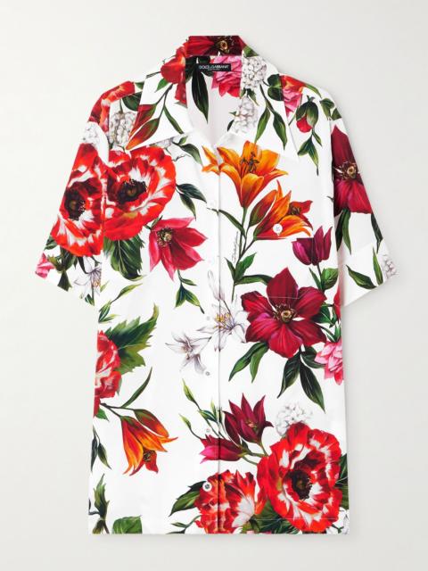 Dolce & Gabbana Floral-print silk-blend shirt White