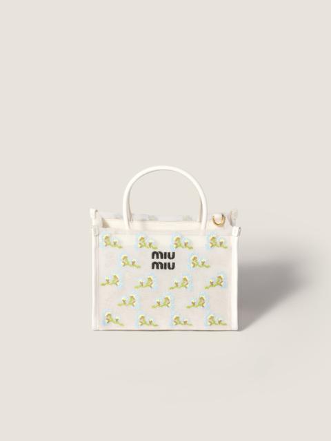 Miu Miu Embroidered mesh top-handle bag