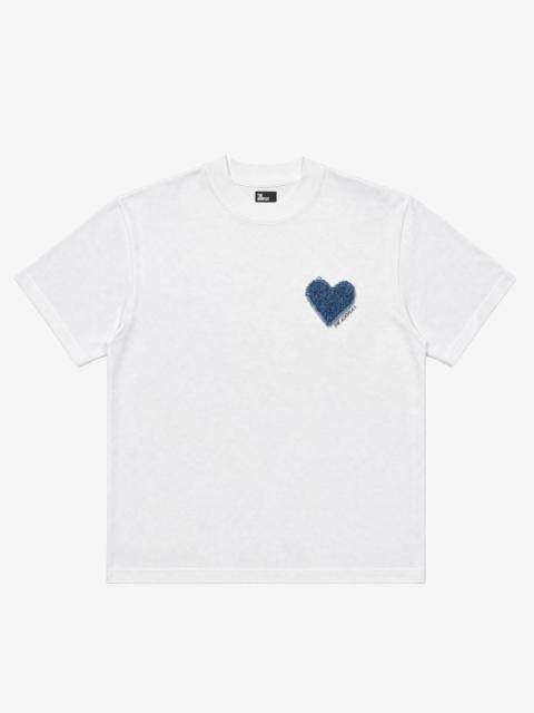 The Kooples WHITE FLOCKED DENIM HEART PATCH T-SHIRT