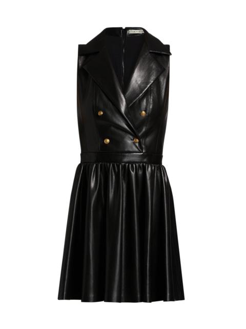 Alice + Olivia Women's Emmy Faux-Leather Surplice Minidress - Black