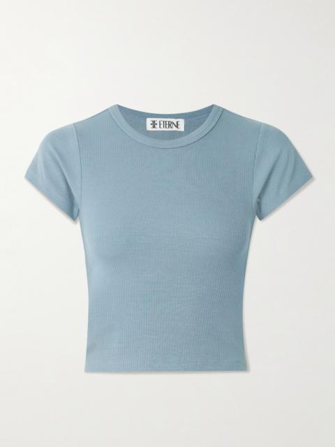 ÉTERNE Chloe Ribbed Stretch-jersey T-shirt