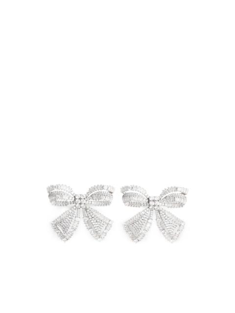 self-portrait crystal-embellished bow earrings