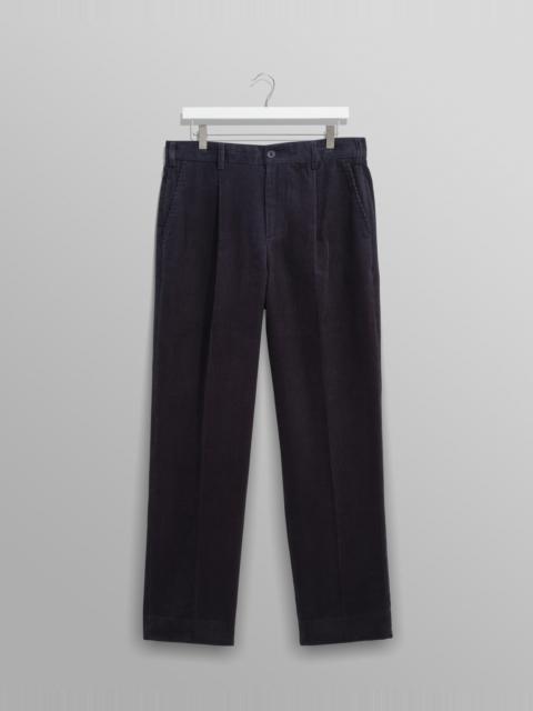 Wax London Aubyn - Navy Soft Corduroy Pleated Trousers