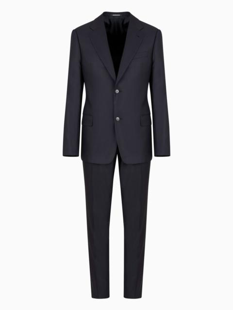 Single-breasted suit in a micro-effect jacquard wool and silk