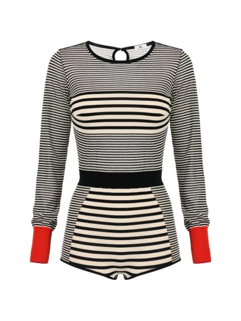 ELISABETTA FRANCHI striped-knit long-sleeve all in one