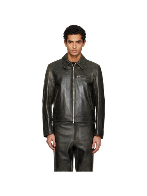Tonywack Black Zip Leather Jacket