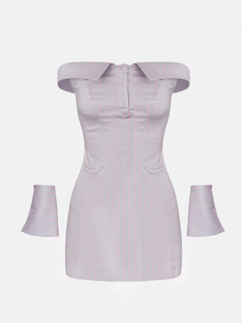POSTER GIRL BLAKE DRESS GREY/PINK PINSTRIPE