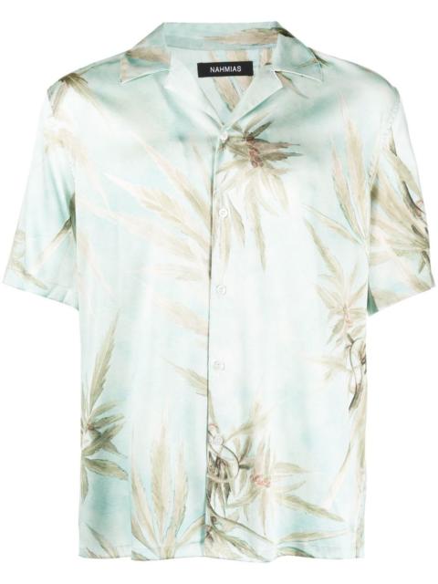 NAHMIAS palm tree-print bowling shirt