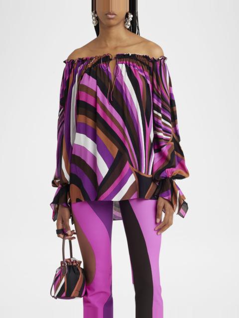 PUCCI Off-The-Shoulder Long-Sleeve Blouse