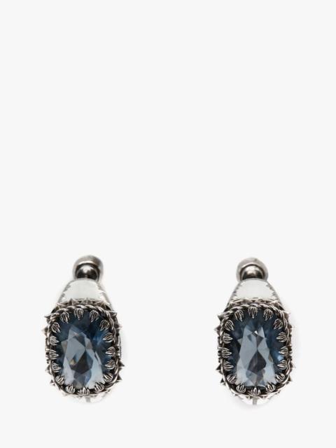 Alexander McQueen Enamel Jewelled Earrings in Blue