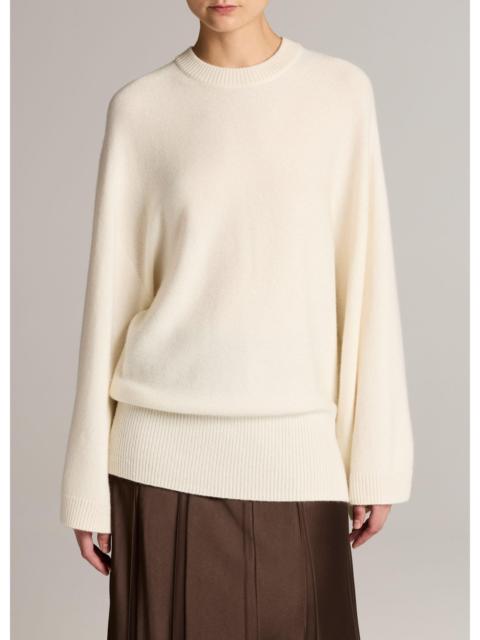Vince Wool-Cashmere Wide-Sleeve Crew Neck Sweater
