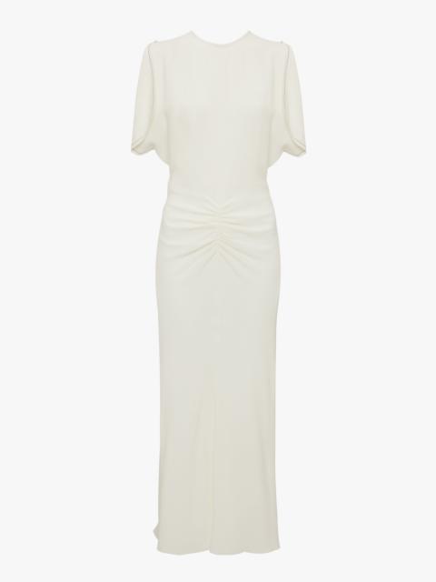 Exclusive Gathered Waist Midi Dress In Ivory