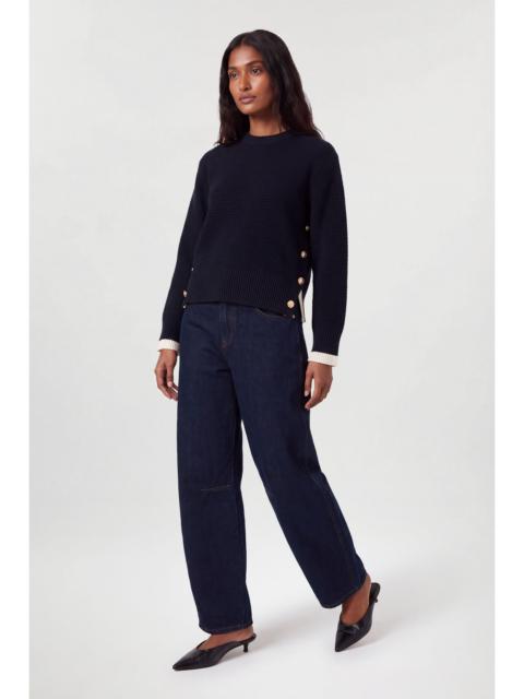KAREN MILLEN Cotton Button Detail Knit Boxy Jumper